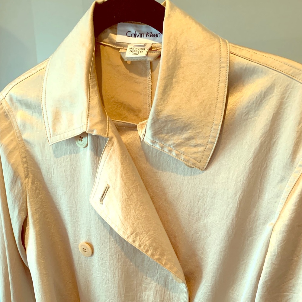 Calvin Klein satin knee length trench coat